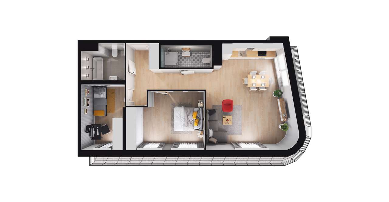 3-pokojowe mieszkanie 72m2 + taras Bezpośrednio - Pełny obrazek: 2/8