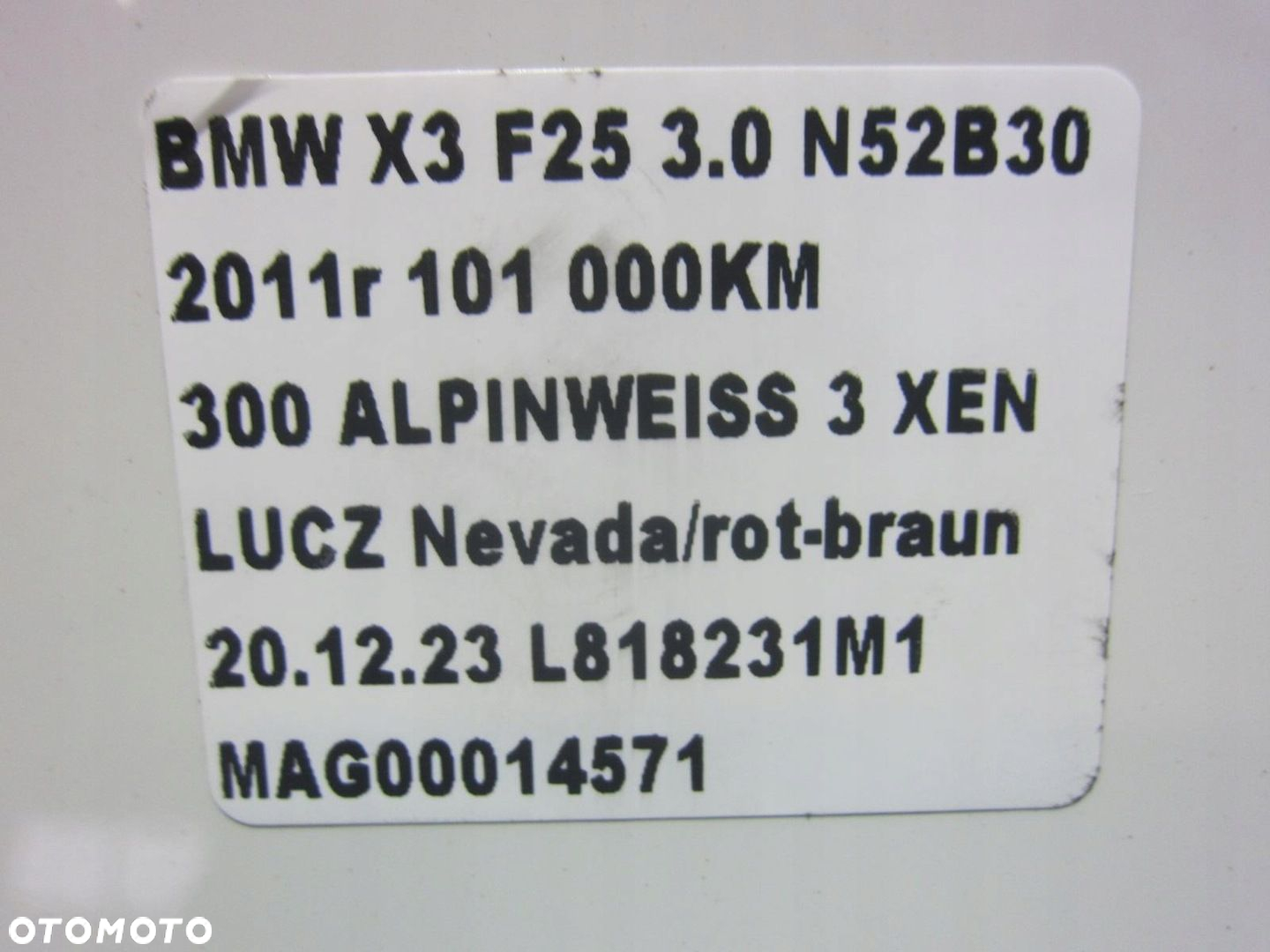 BMW X3 F25 DRZWI PRAWE TYLNE PRAWY TYŁ BIAŁE SZYBA LISTWA ALPINWEISS 300 - 13