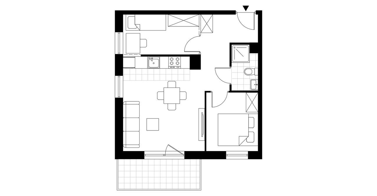 3-pokojowy apartament inwestycyjny 45m2 + balkon - Pełny obrazek: 3/8