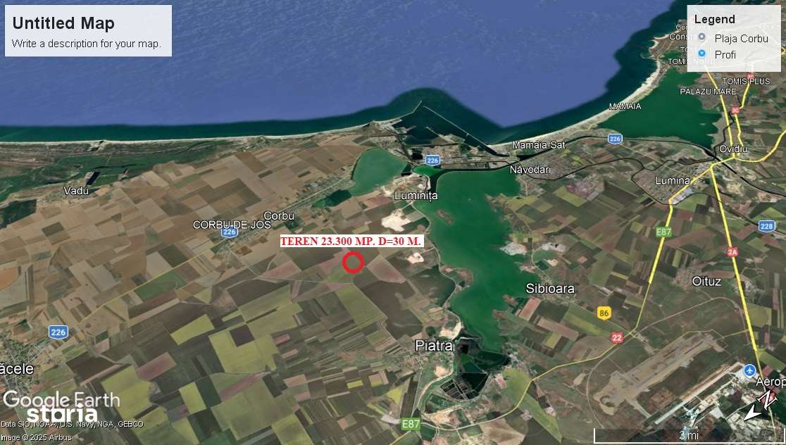 Corbu Teren Agricol 23.300 mp. D=40 m. Ideal investitie Pret 19.900 E - Imagine principală: 2/4