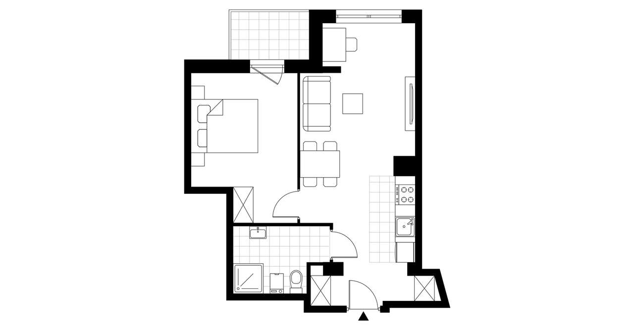 2-pokojowe mieszkanie 44m2 + balkon - Pełny obrazek: 4/9