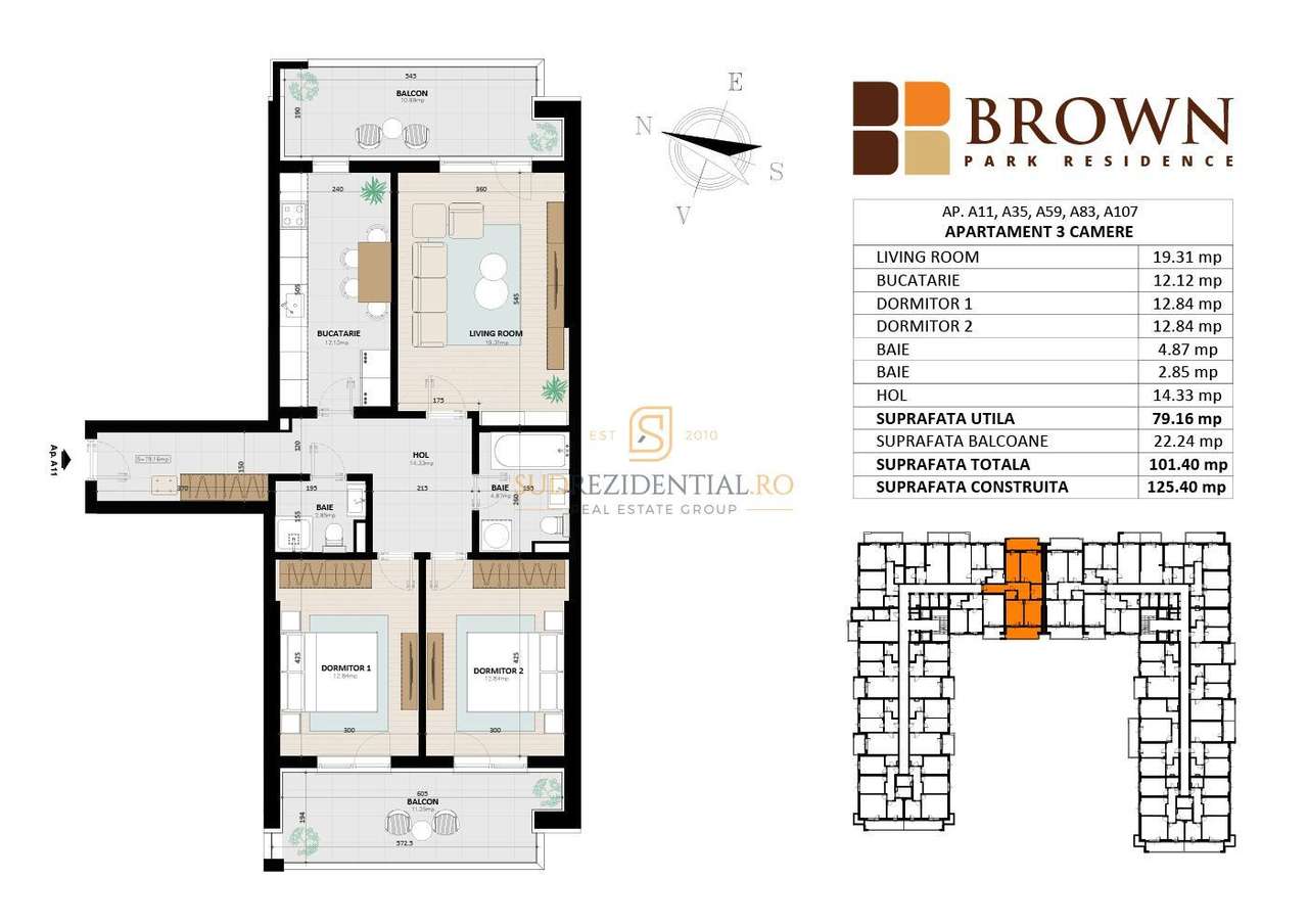 Apartament spatios, 3 camere, Brown Park Residence, Oferta Comision 0-6