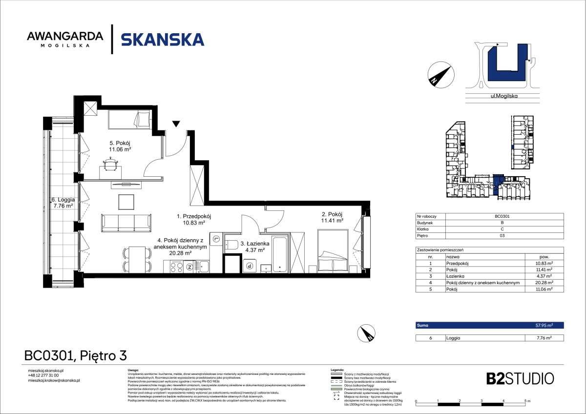 3-pokojowe mieszkanie 57m2 + loggia Bezpośrednio - Pełny obrazek: 2/9