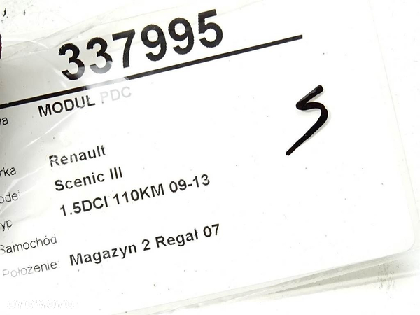 MODUŁ PDC RENAULT SCÉNIC III (JZ0/1_) 2008 - 2022 1.5 dCi 81 kW [110 KM] olej napędowy 2009 - - 4