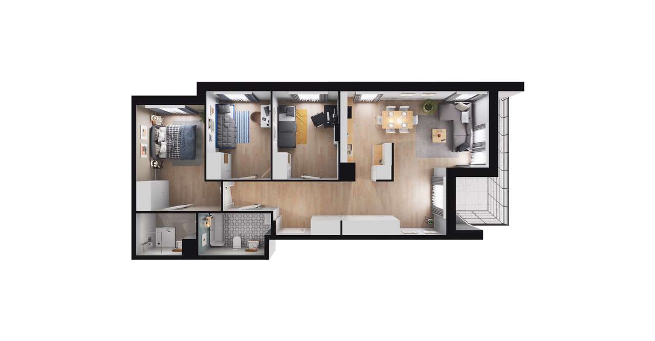 4-pokojowe mieszkanie 82m2 + taras Bezpośrednio - Pełny obrazek: 2/8