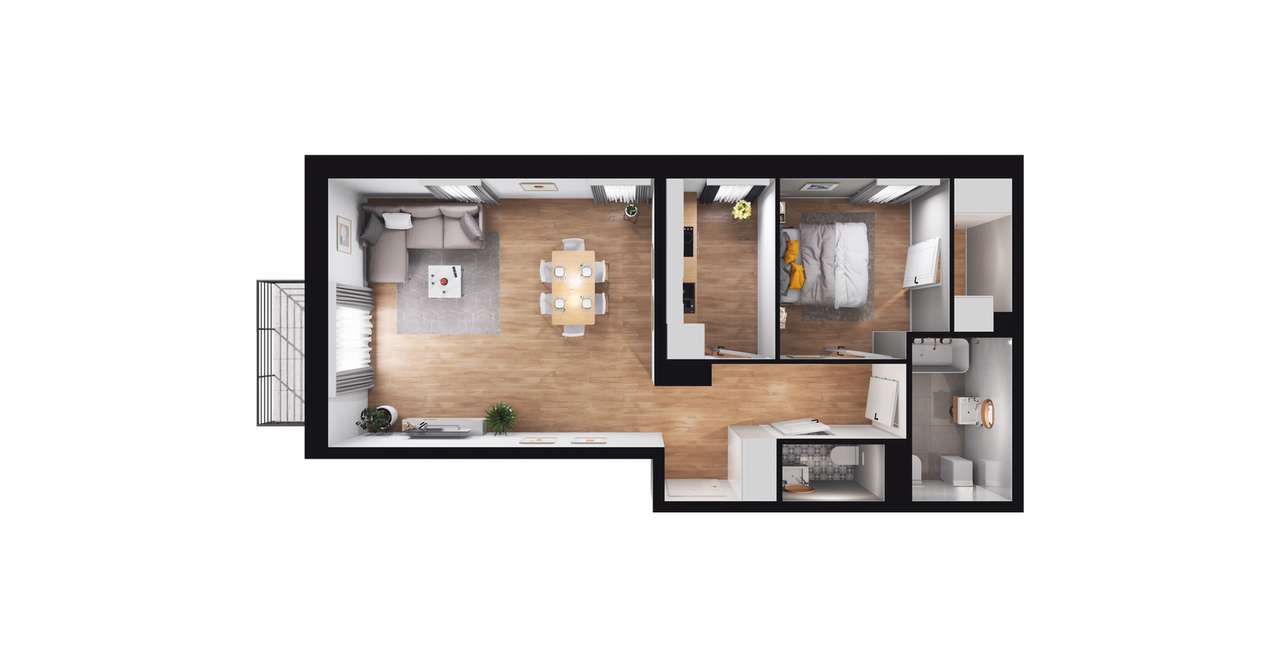 2-pokojowe mieszkanie 53m2 + balkon Bez Prowizji - Pełny obrazek: 2/6