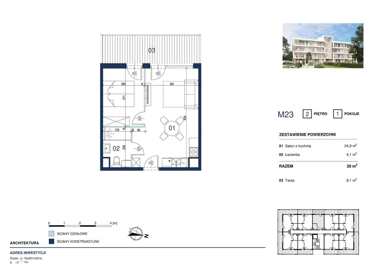 Apartament tuż przy plaży 29m2 z tarasem 9,1m2, cena z 23% VAT - Pełny obrazek: 2/10