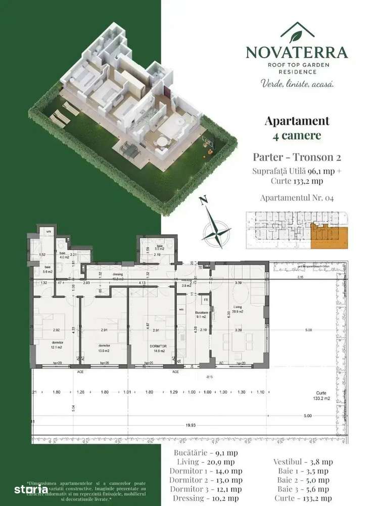 Apartament Fabulos 4 Camere si Curte 230mp Pallady / N Teclu
