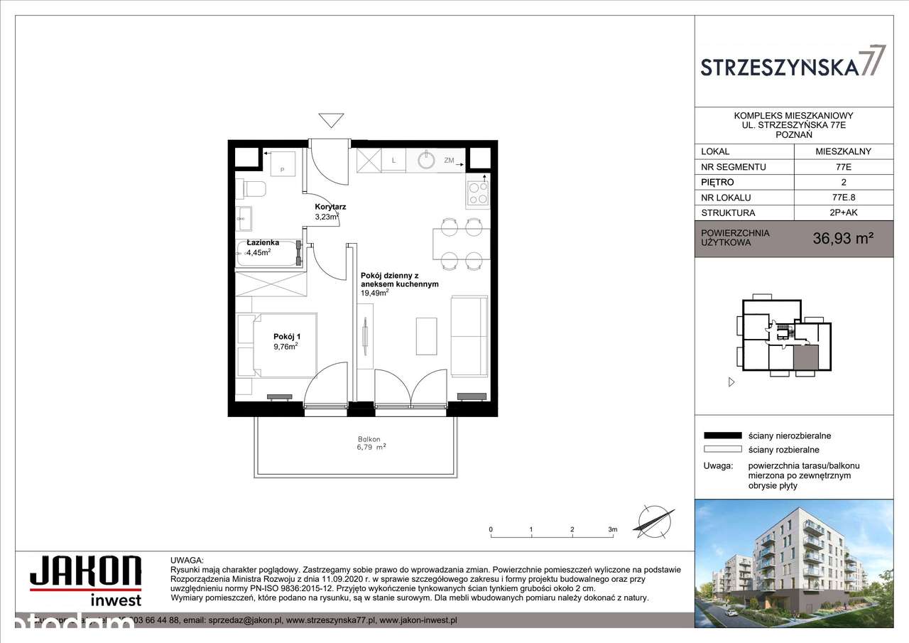 2-pokojowe mieszkanie 36m2 + balkon Bezpośrednio - Pełny obrazek: 2/7
