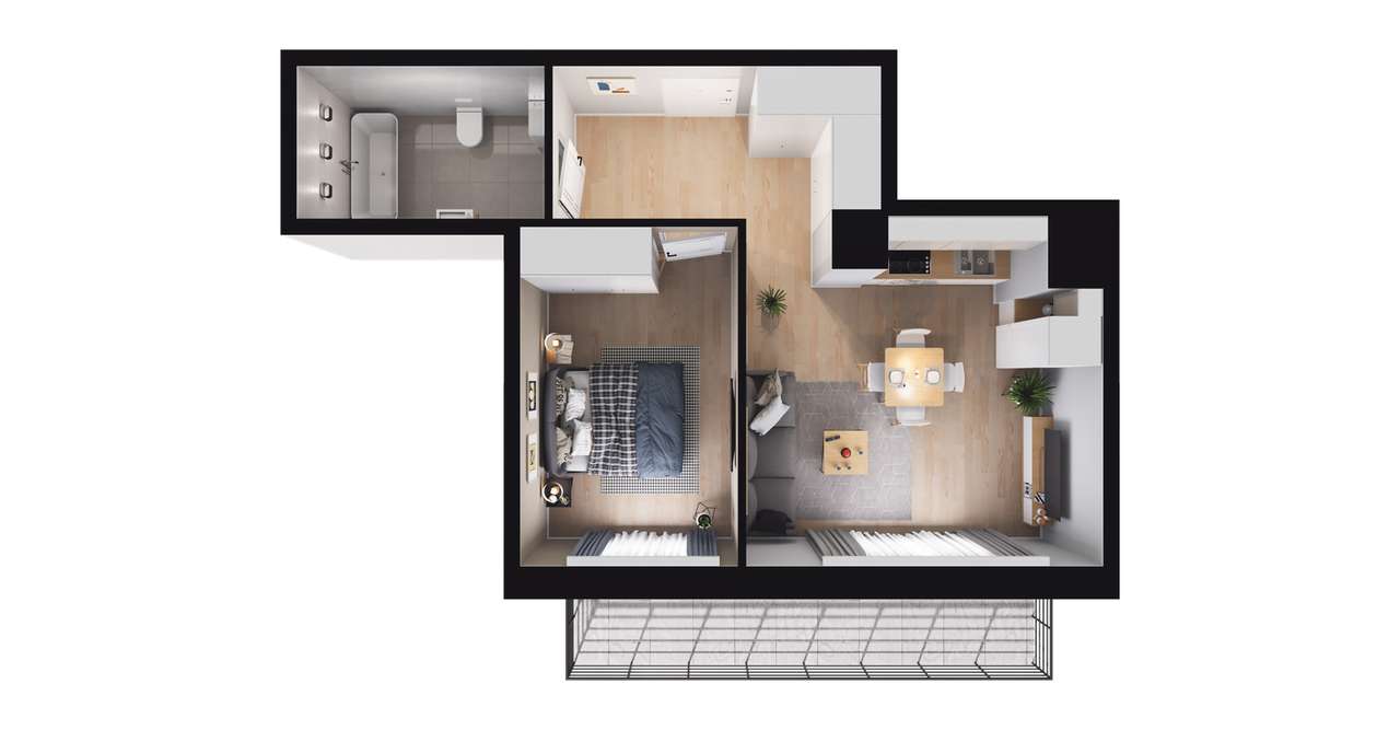 2-pokojowe mieszkanie 40m2 + balkon Bezpośrednio - Pełny obrazek: 2/8