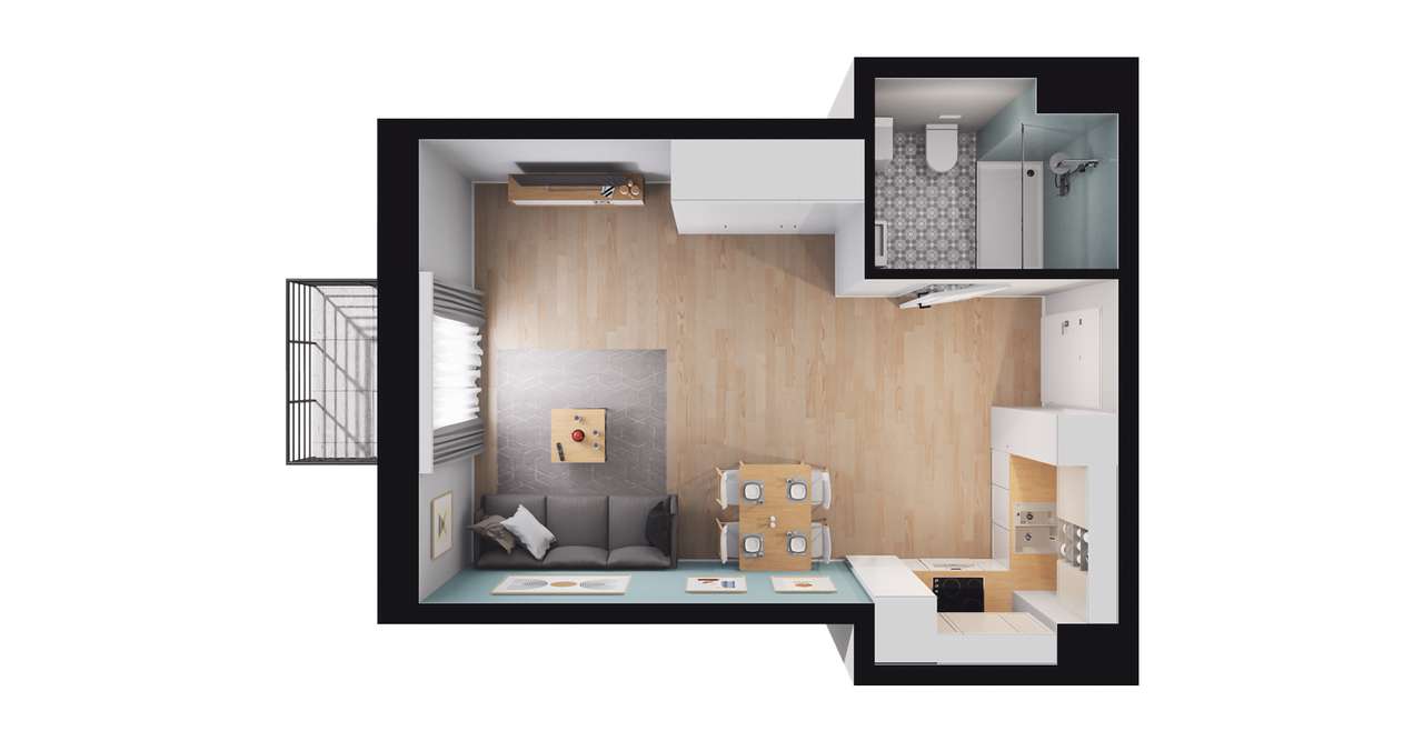 1-pokojowe mieszkanie 31m2 + balkon Bez Prowizji - Pełny obrazek: 2/8