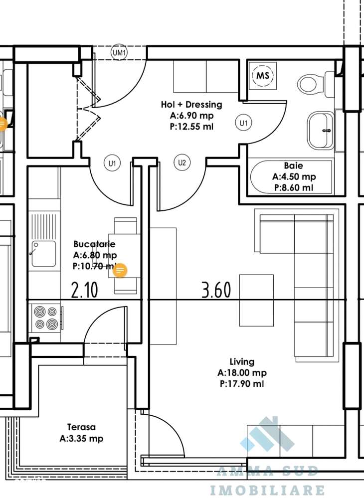 Garsoniera Decomandata - 39.55 mp - Incalzire in pardoseala-6