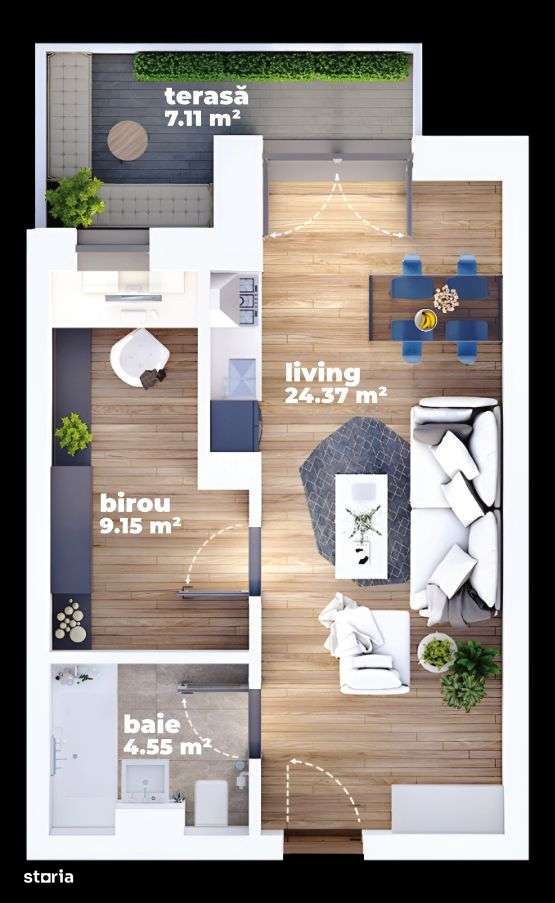 Apartament 2 camere tip Studio-Direct Dezvoltator-Bratarii - Imagine principală: 3/12
