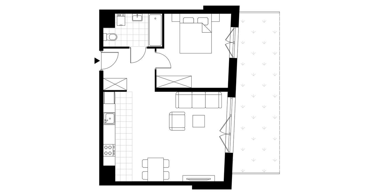 2-pokojowe mieszkanie 51m2 + ogródek - Pełny obrazek: 2/7