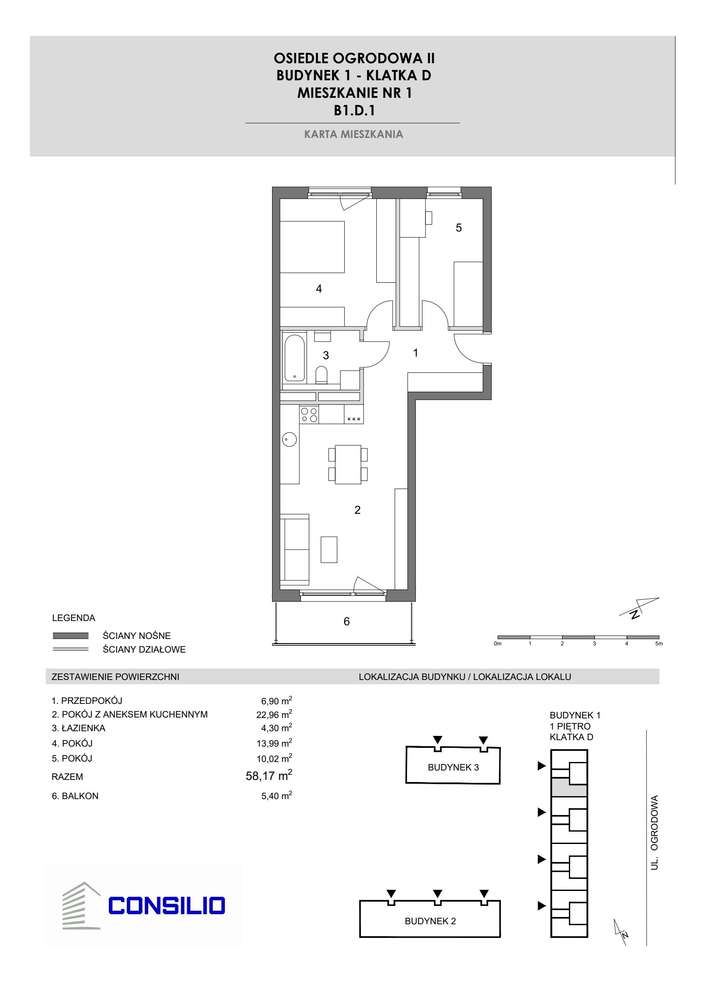 3-pokojowe mieszkanie 58m2 + balkon - Pełny obrazek: 2/8