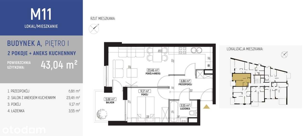 Mieszkanie na Sławinie, 43 m2, gotowe do odbioru!-3