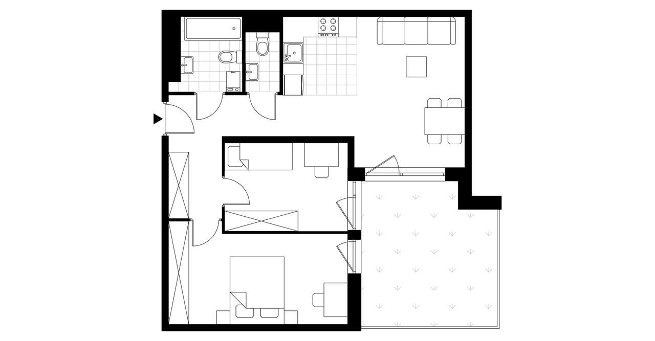 3-pokojowe mieszkanie 60m2 + taras Bezpośrednio - Pełny obrazek: 4/8