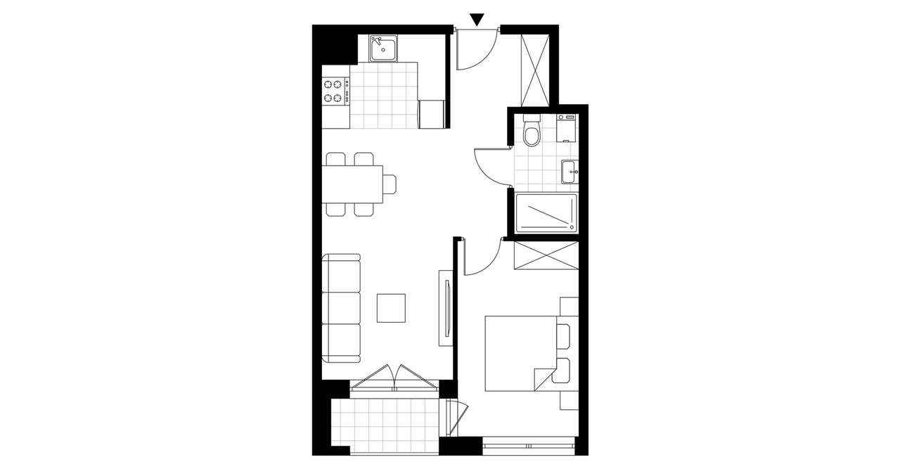 2-pokojowe mieszkanie 40m2 + loggia Bezpośrednio - Pełny obrazek: 3/8