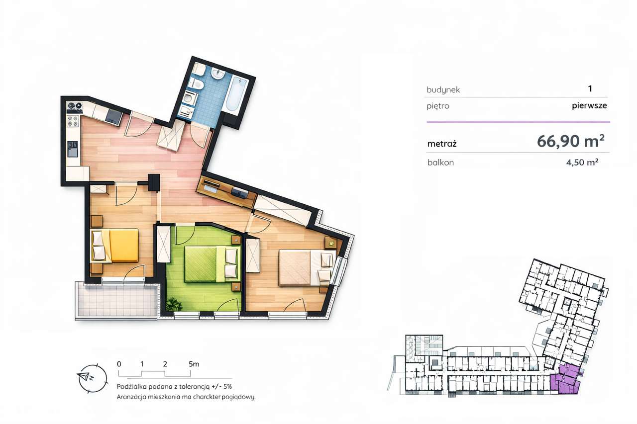 67 m2 Gdańsk Siedlce - 3 pokoje - 1 piętro- M.P. w hali 5000 zł - S/W-0