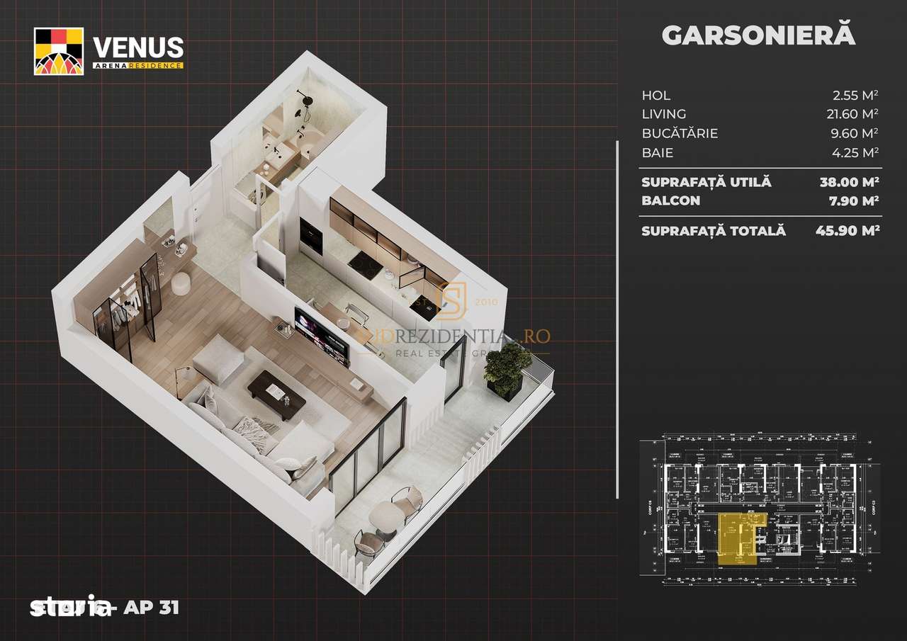 Locuinta cu o camera, finisaje moderne, locatie excelenta,acces metrou - Imagine principală: 4/20