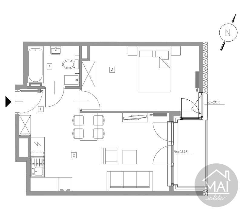 2 pokoje z aneksem. Gotowe. Stan deweloperski.-1