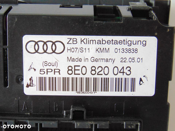 ORYGINAŁ panel przełącznik nawiewu nadmuchu klimy klimatyzacji 8E0820043 Audi A4 B6 00-04r - 2