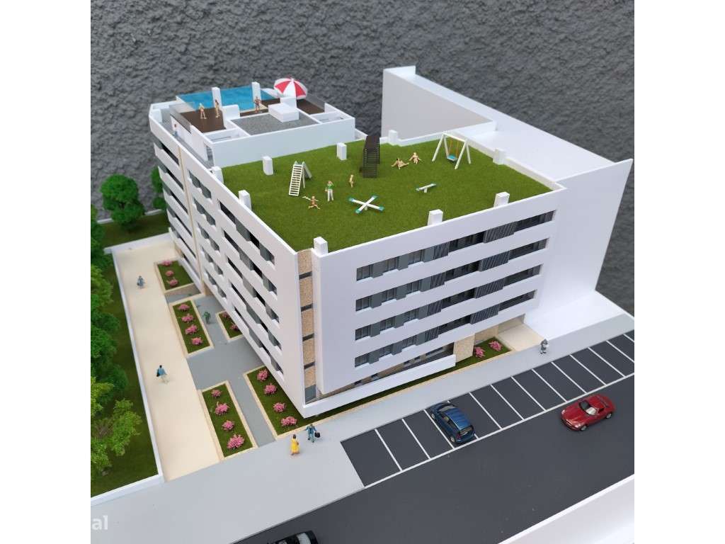 Apartamento T3, novo, varanda com churrasqueira; piscina e playgrou...-9