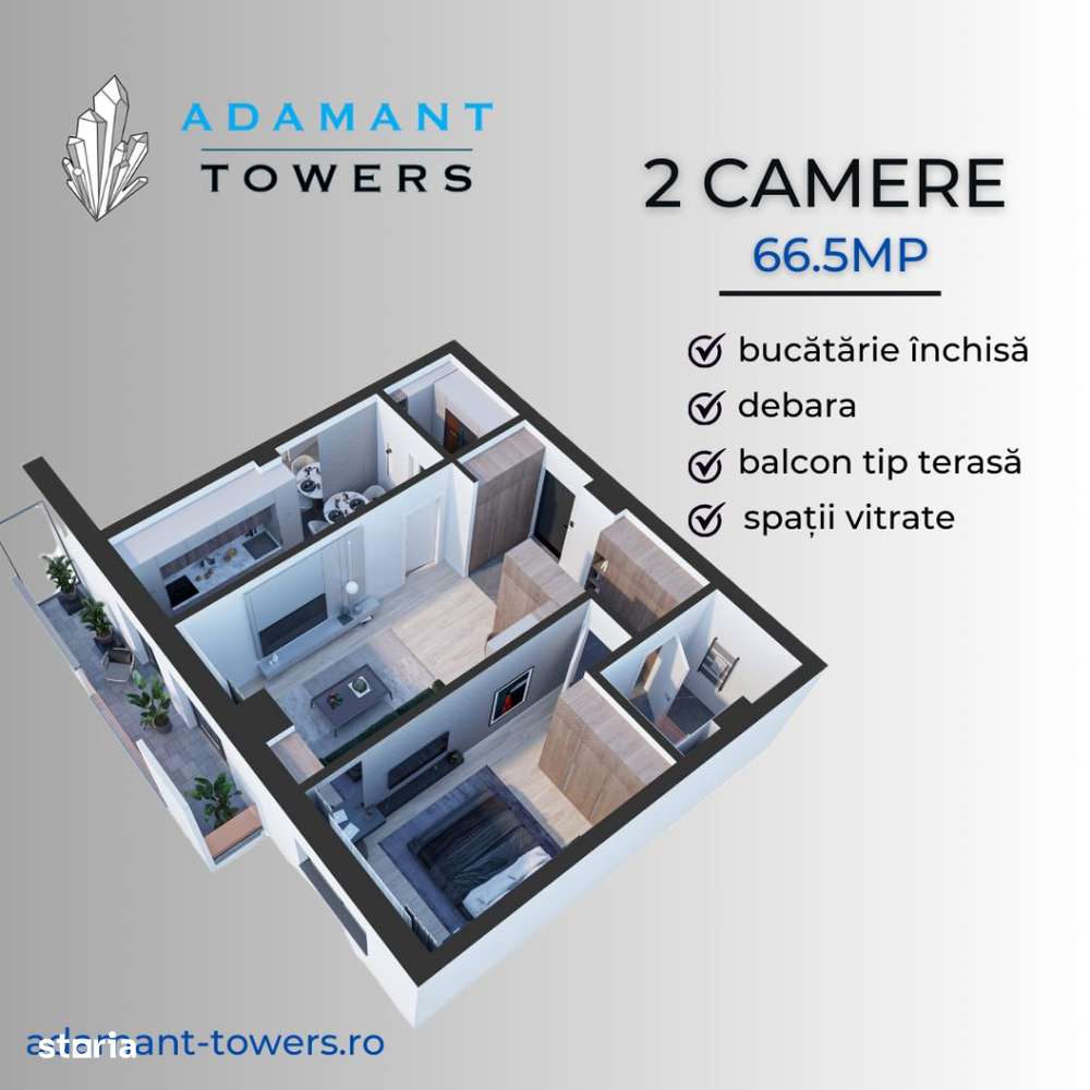 Adamant Towers | 2 camere | decomandat cu debara | 2B, 66.5mp Nicolina-10