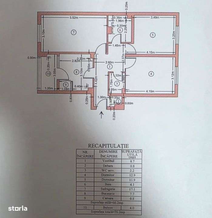Stefanestii de Jos, 3 camere 70 mp,2 bai,centrala proprie,etaj 1/2,Com-15
