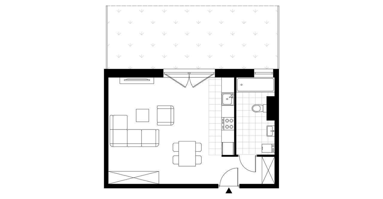 1-pokojowe mieszkanie 38m2 + ogródek Bezpośrednio - Pełny obrazek: 2/7