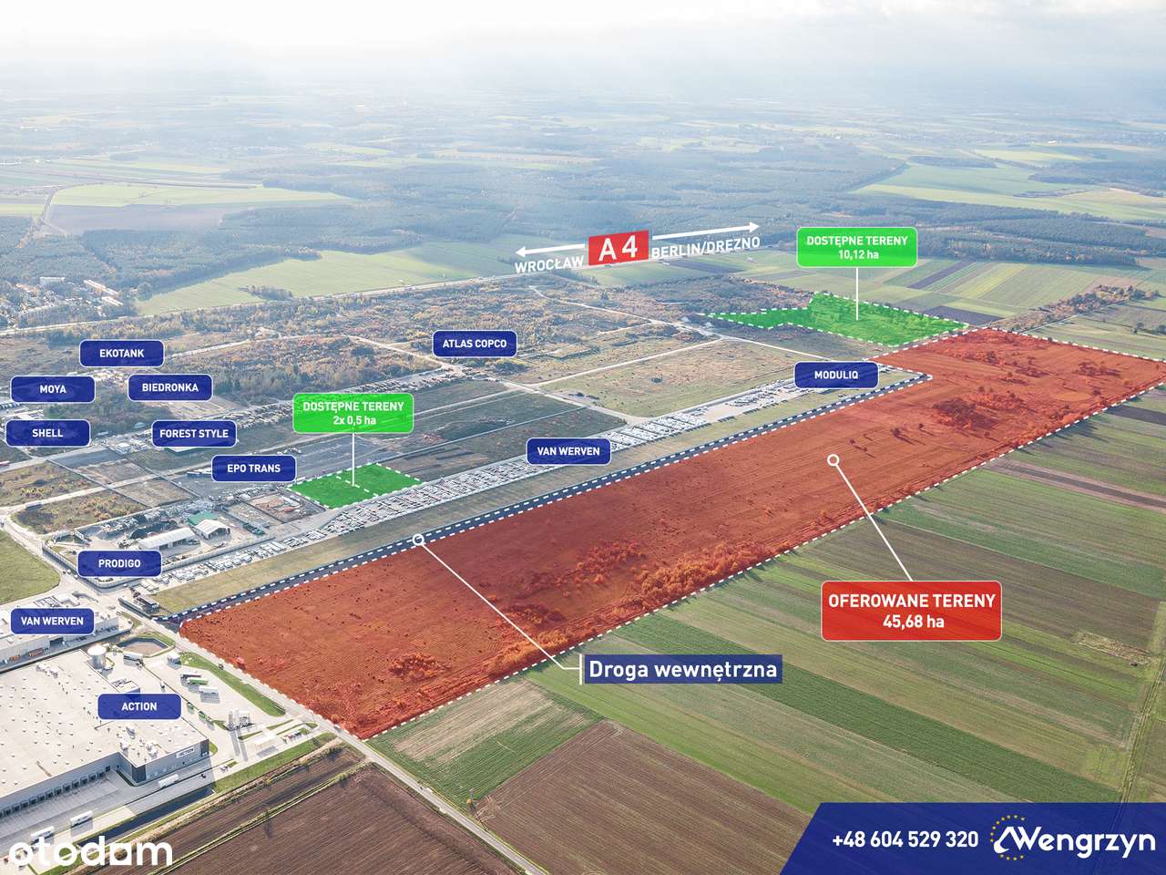 Autostrada A4, teren inwestycyjny 45,68 ha z PNB! media,idealny dojazd-9
