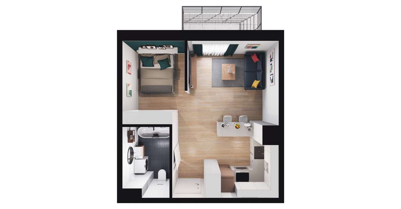 1-pokojowe mieszkanie 32m2 + balkon Bez Prowizji - Pełny obrazek: 2/8