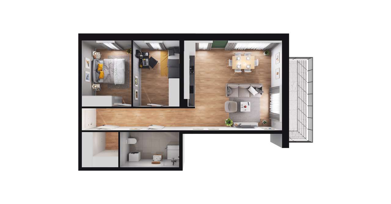 3-pokojowe mieszkanie 63m2 + balkon Bez Prowizji - Pełny obrazek: 2/7