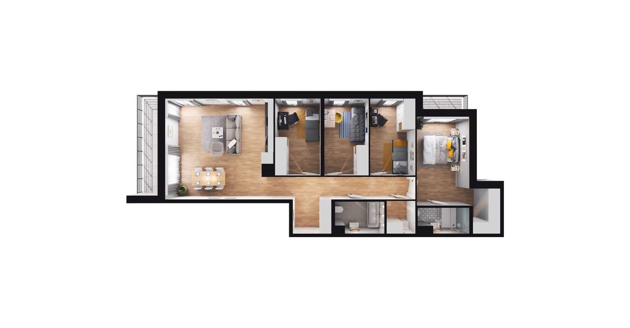 5-pokojowe mieszkanie 100m2 + 2 balkony - Pełny obrazek: 2/8