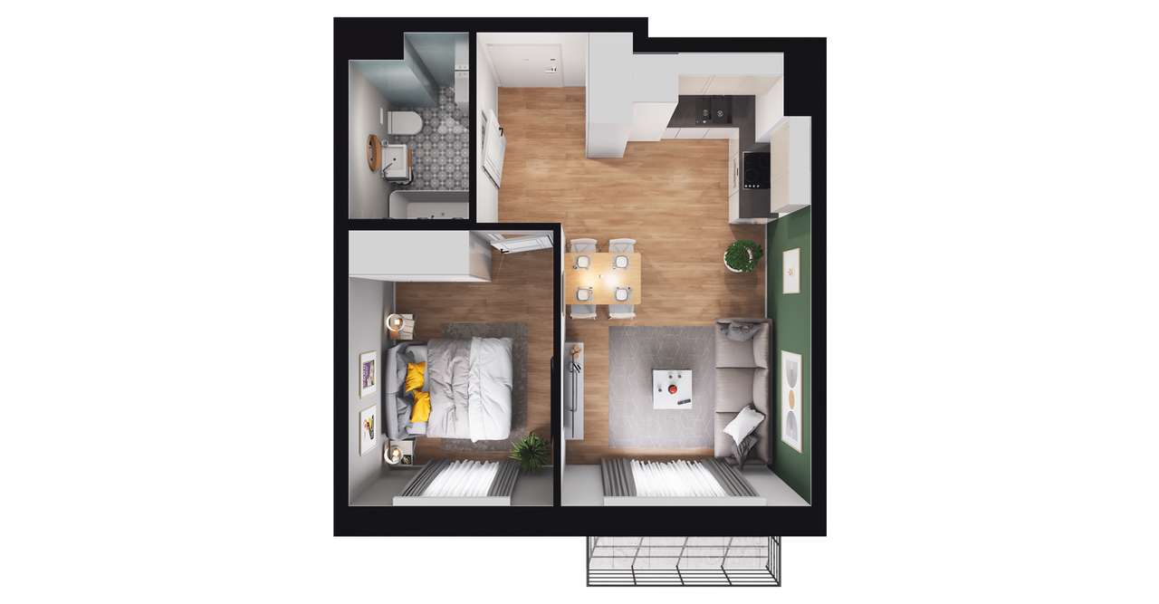 2-pokojowe mieszkanie 36m2 + balkon Bezpośrednio - Pełny obrazek: 2/7