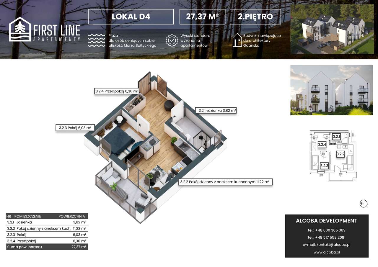 First Line Apartamenty | mieszkanie 2-pok. | D4 - Pełny obrazek: 2/7