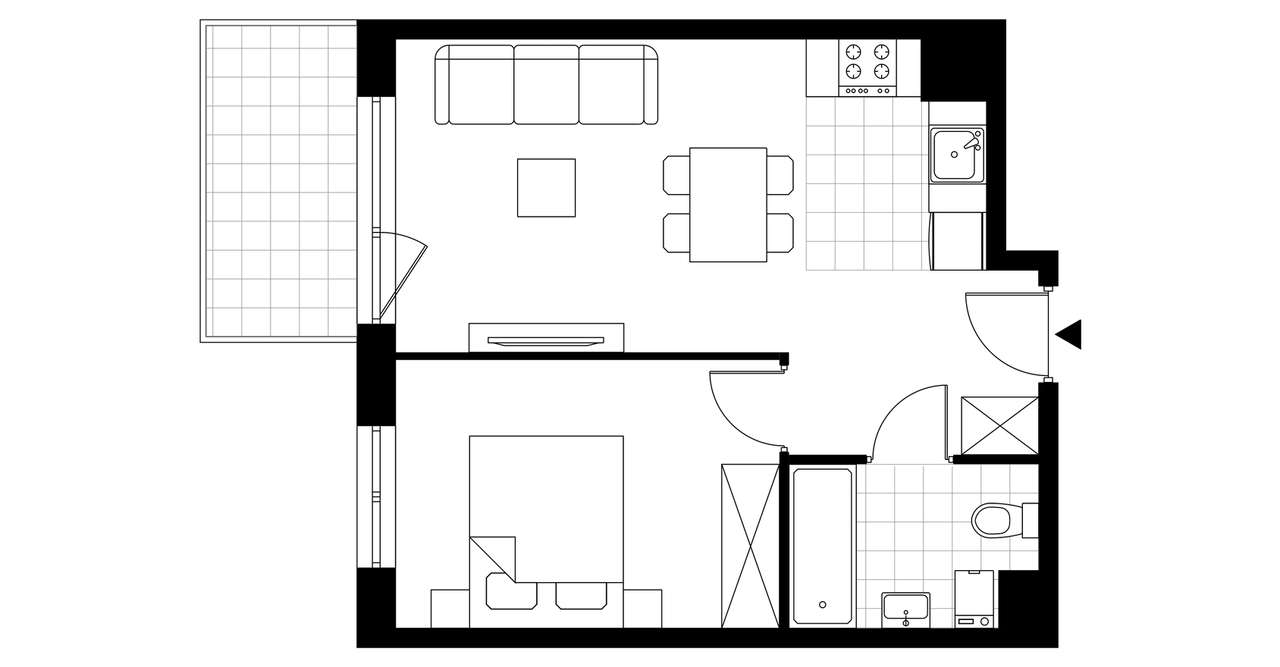 2-pokojowe mieszkanie 38m2 + balkon - Pełny obrazek: 3/8