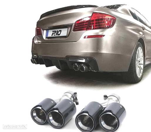 PONTEIRAS DE ESCAPE PARA BMW LOOK M PERFORMANCE CROMADO CARBONO - 1