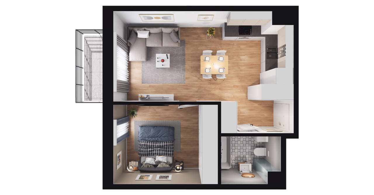 2-pokojowe mieszkanie 41m2 Bezpośrednio - Pełny obrazek: 2/8