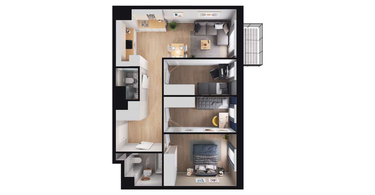 2-pokojowe mieszkanie 62m2 + balkon Bez Prowizji - Pełny obrazek: 2/8