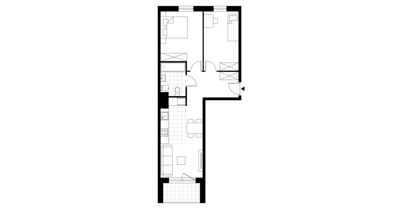 3-pokojowe mieszkanie 55m2 + balkon - Pełny obrazek: 3/8