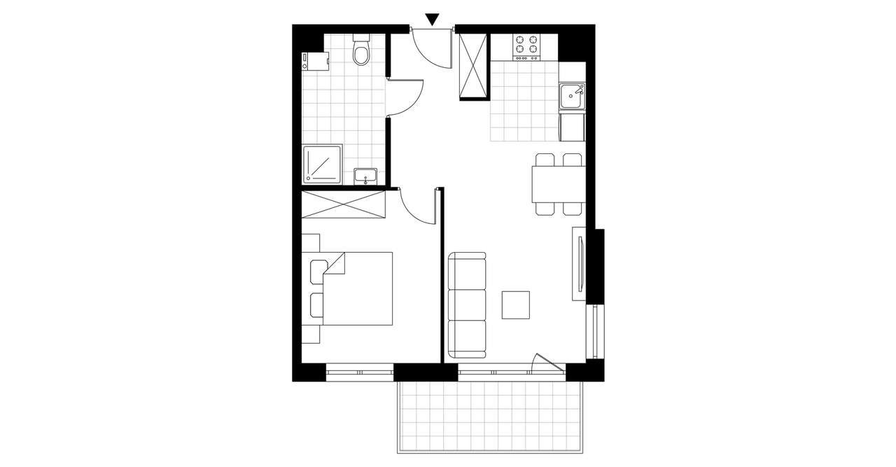 2-pokojowe mieszkanie 44m2 + balkon - Pełny obrazek: 3/8