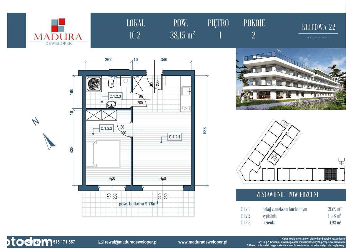 Rewal ul. Klifowa 22 | apartament 2-pok. | C.1.2 - Pełny obrazek: 2/18