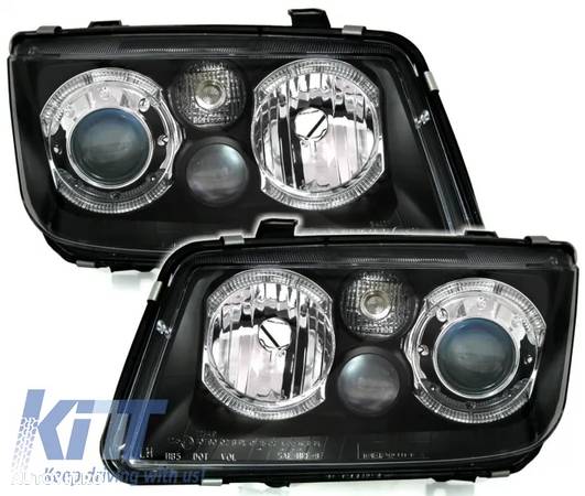 Faruri compatibil cu VW Bora (09.1998-07.2005) Angel Eyes Negru - 1