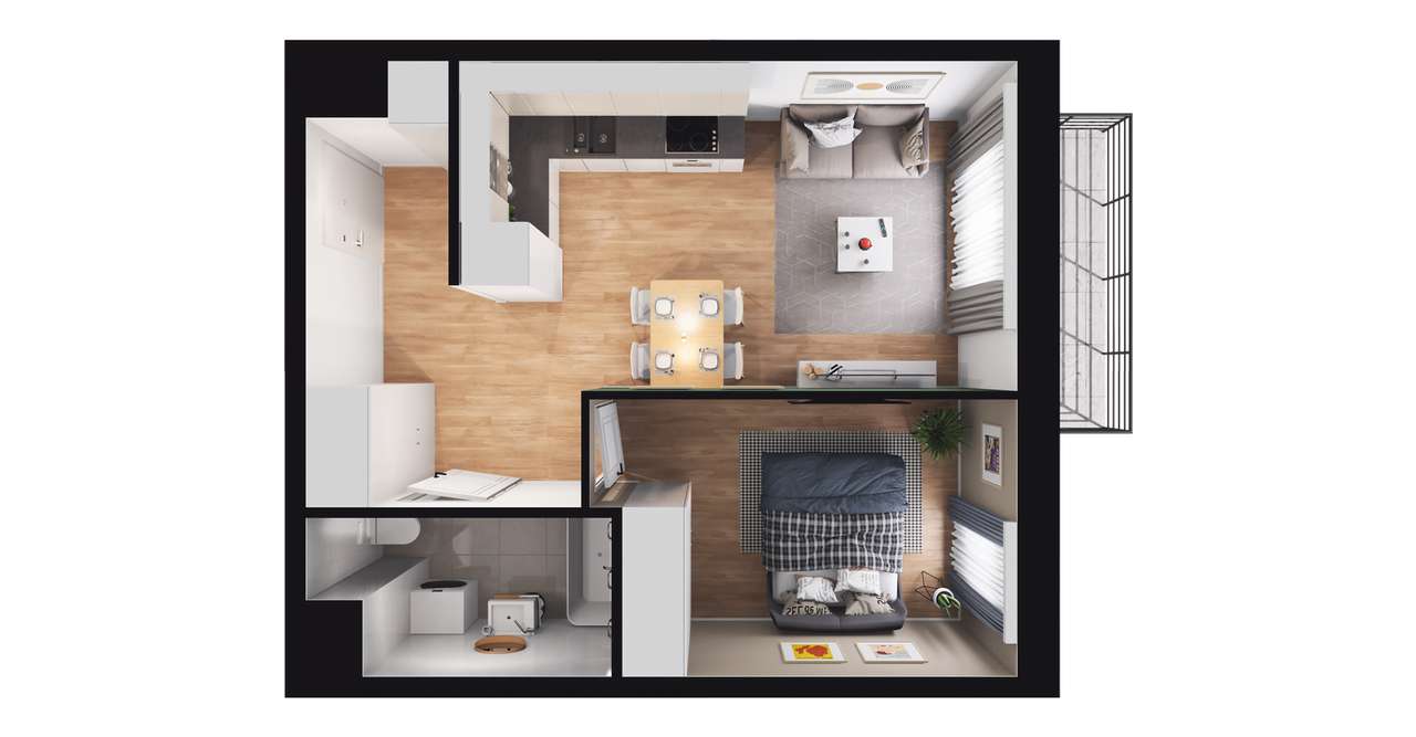 2-pokojowe mieszkanie 36m2 + balkon Bez Prowizji - Pełny obrazek: 2/8