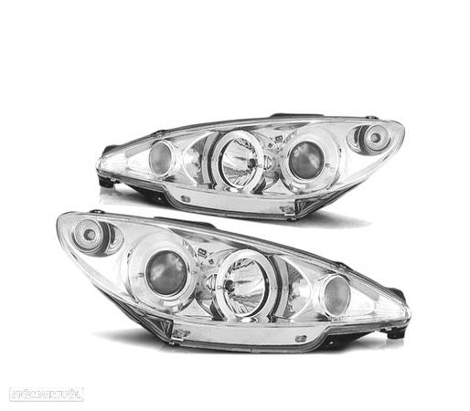 FARÓIS ANGEL EYES PARA PEUGEOT 206 02- CROMADO - 1