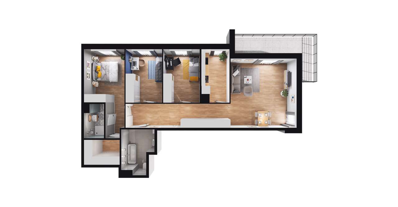 4-pokojowe mieszkanie 103m2 + balkon - Pełny obrazek: 2/8