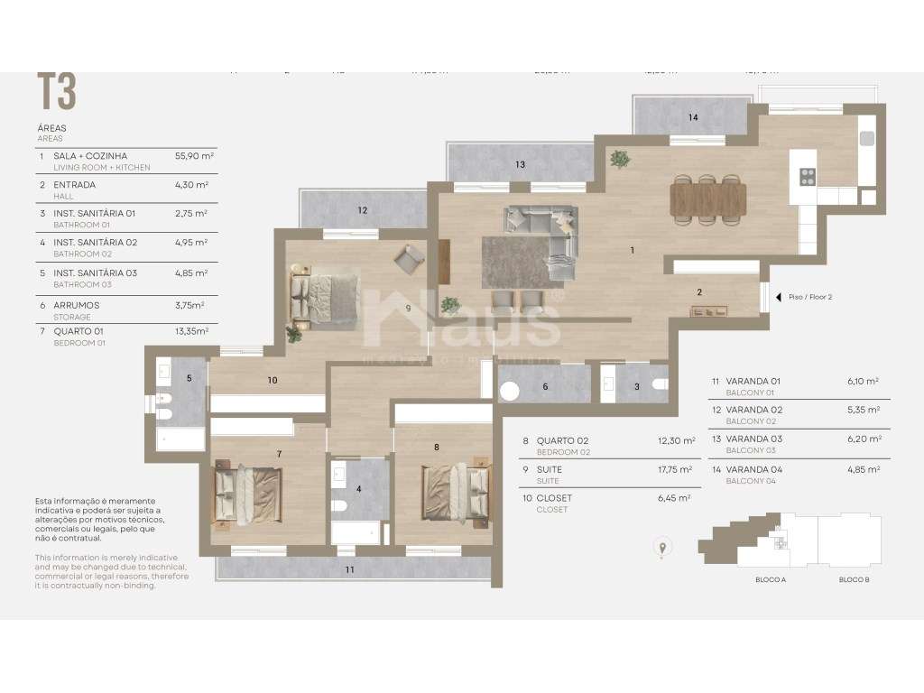 Apartamento T3 2 Drt Lote 1