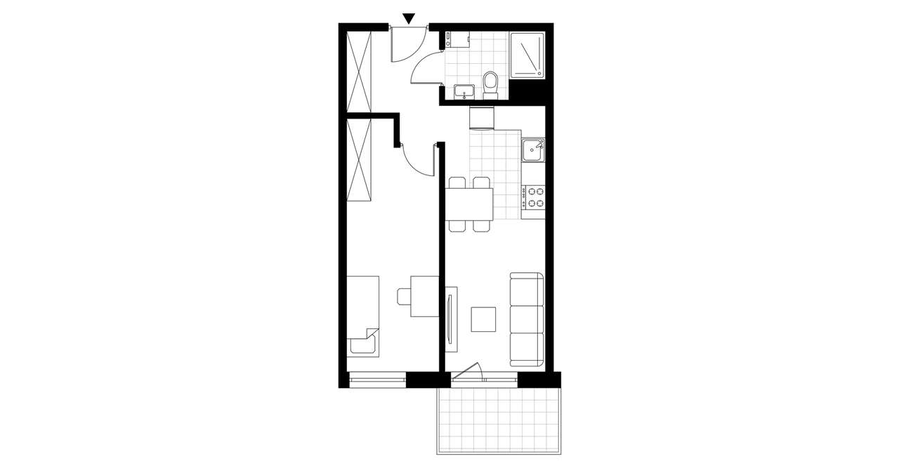 2-pokojowe mieszkanie 39m2 + balkon - Pełny obrazek: 4/7