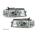 FARÓIS FRONTAIS ANGEL EYES PARA OPEL VECTRA A 88-95 FUNDO CROMADO - 1